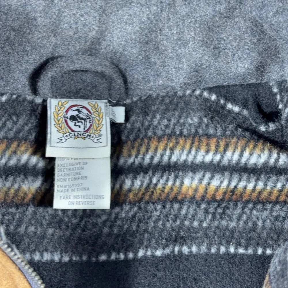 Cinch Wool Blend Western Vest Gray Tan Youth Large Full Zip Outerwear